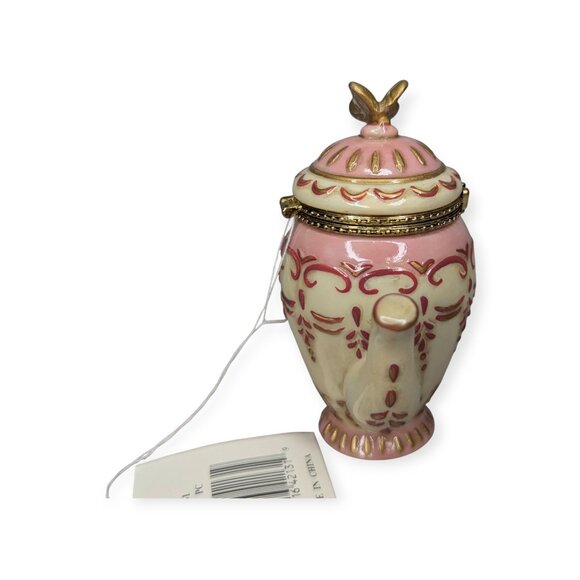 Vintage 1999 NWT A Special Place Ceramic Hinged Tea Pot Trinket Vessel w/Box 4" - Picture 4 of 13
